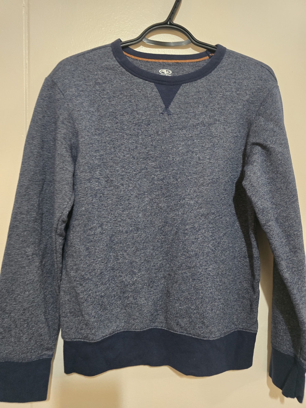 Athletic Works Heathered Navy Blue Crew Sweatshirt with Dark Trim